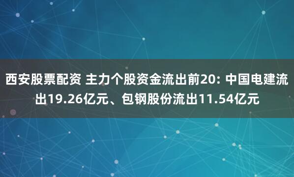 西安股票配资 主力个股资金流出前20: 中国电建流出19.26亿元、包钢股份流出11.54亿元